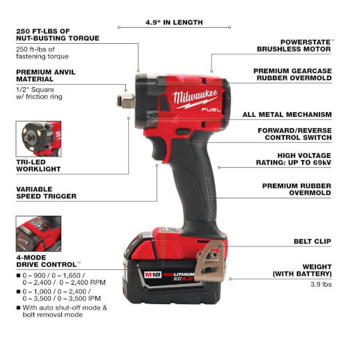 Main product image of M18 Fuel 1/2" Compact Impact Wrench w/ Friction Ring Kit