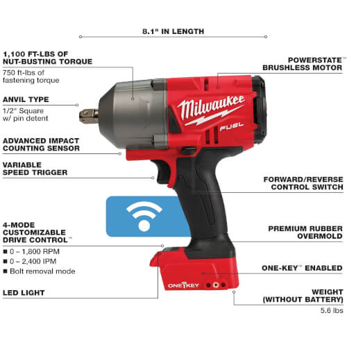 Main product image of M18 Fuel 1/2" High-Torque Impact Wrench w/ ONE-KEY and Pin Detent (Bare Tool Only)