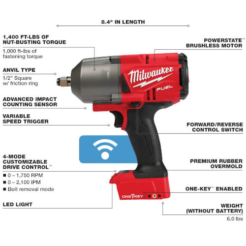 Main product image of M18 Fuel 1/2" High-Torque Impact Wrench w/ ONE-KEY and Friction Ring (Bare Tool Only)
