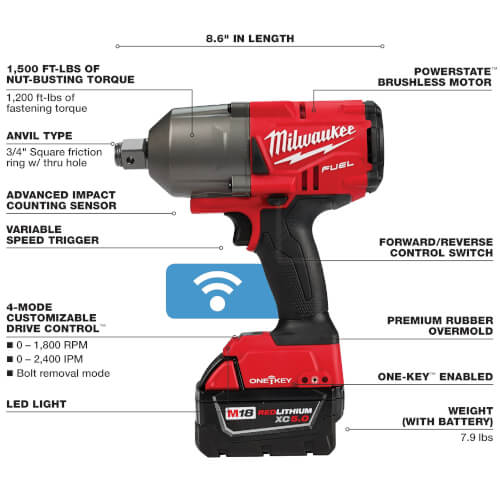 Main product image of M18 Fuel ONE-KEY 3/4" High-Torque Impact Wrench w/ Friction Ring Kit