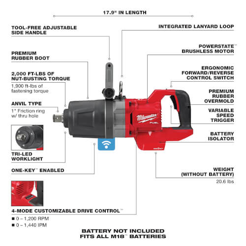 Main product image of M18 Fuel ONE-KEY 1" D-Handle High-Torque Impact Wrench (Tool Only)