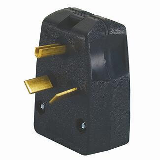 Main product image of Industrial Grade Straight Blade Angle Plug, 30/50A, 3P, NEMA 10-30P/10-50P - Black (125/250V)