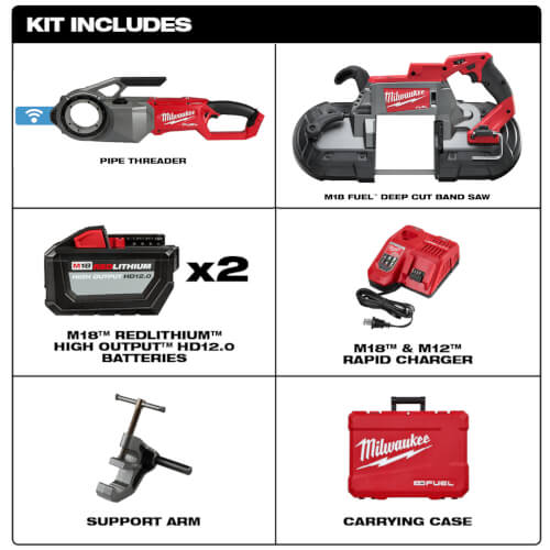 M18 Tool Package w/ M18 FUEL Pipe Threader Kit w/ One-Key & M18 FUEL Deep Cut Band Saw