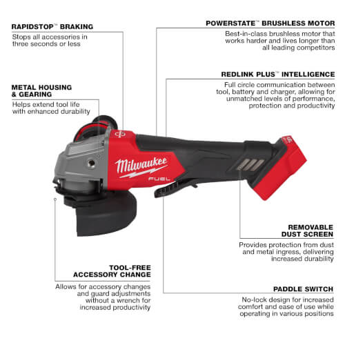 Main product image of M18 FUEL 4-1/2" / 5" Grinder Paddle Switch, No-Lock