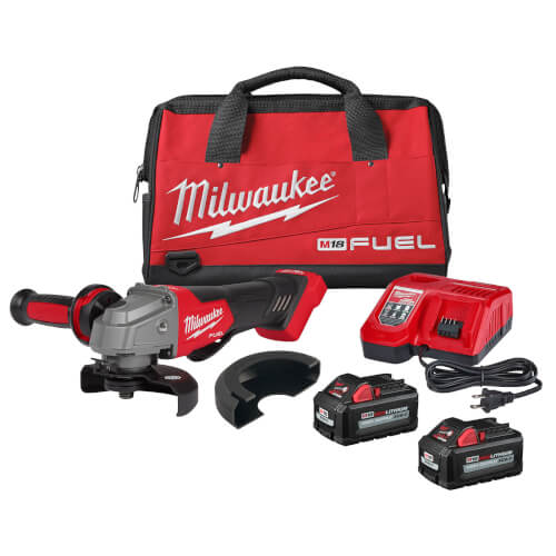 M18 FUEL 4-1/2" / 5" Grinder Paddle Switch, No-Lock Kit w/ M18 Battery Pack, and Rapid Charger