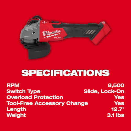 Main product image of M18 FUEL 4-1/2" / 5" Grinder Slide Switch, Lock-On