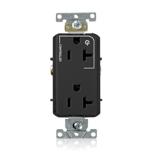Main product image of Decora Plus Duplex Receptacle, Heavy-Duty Industrial, Split-Circuit 20A 125V NEMA 5-20R (Black)