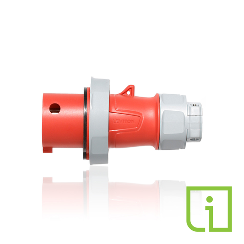 Main product image of 30A, 480V 3-Phase, 3P, 4W, LEV Series IEC 60309-1 & IEC 60309-2 Pin & Sleeve Plug w/ Power Indication, IP66/IP67/IP68/IP69K, Watertight, Red