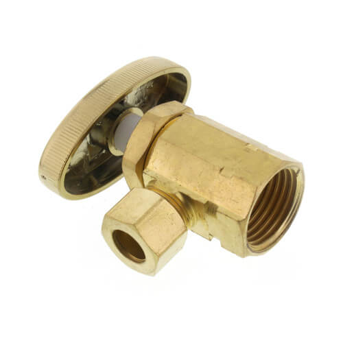 Main product image of 1/2" FIP Inlet x 3/8" OD Compression Angle Stop, Lead Free (Rough Brass)