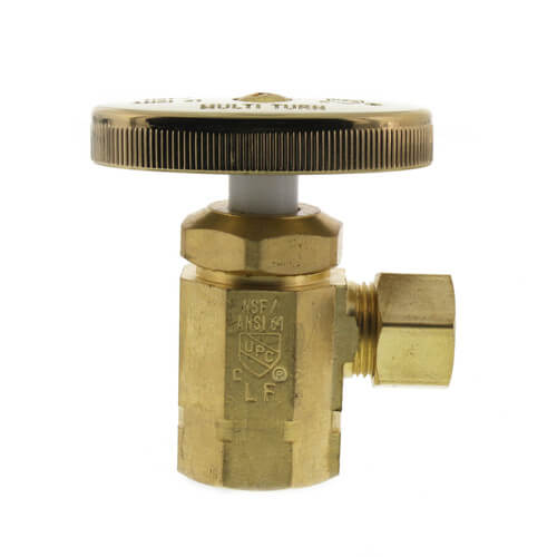 Main product image of 1/2" FIP Inlet x 3/8" OD Compression Angle Stop, Lead Free (Rough Brass)