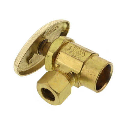 Main product image of 1/2" Sweat Inlet x 3/8" OD Compression Angle Stop, Lead Free (Rough Brass)