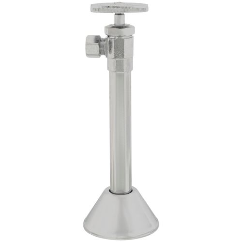Main product image of Angle Supply Valve 1/2" SWT X 3/8" OD Compr. w/ 5" Ext. & Bell Escutcheon, Lead Free (Chrome)