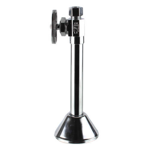 Main product image of 1/2" Sweat x 3/8" OD Comp. Multi Turn Straight Stop Valve w/ 5" Ext. & Escutcheon, Lead Free (Chrome)
