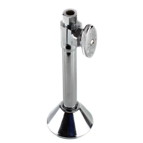 Main product image of 1/2" Sweat x 3/8" OD Comp. Multi Turn Straight Stop Valve w/ 5" Ext. & Escutcheon, Lead Free (Chrome)