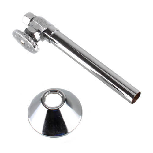 Main product image of 1/2" Sweat x 3/8" OD Comp. Multi Turn Straight Stop Valve w/ 5" Ext. & Escutcheon, Lead Free (Chrome)