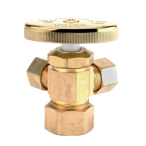 Main product image of 5/8" OD Compression x 3/8" OD Compression x 3/8" OD Compression Dual Angle Stop Valve, Lead Free (Rough Brass)