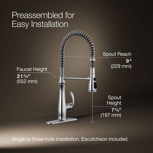 Main product image of Bellera Semi-Professional 1-Handle Pull Out Kitchen Faucet (Polished Chrome), K-29106-CP