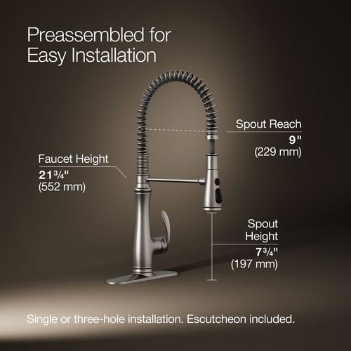 Main product image of Bellera Semi-Professional 1-Handle Pull Out Kitchen Faucet (Stainless Steel), K-29106-VS