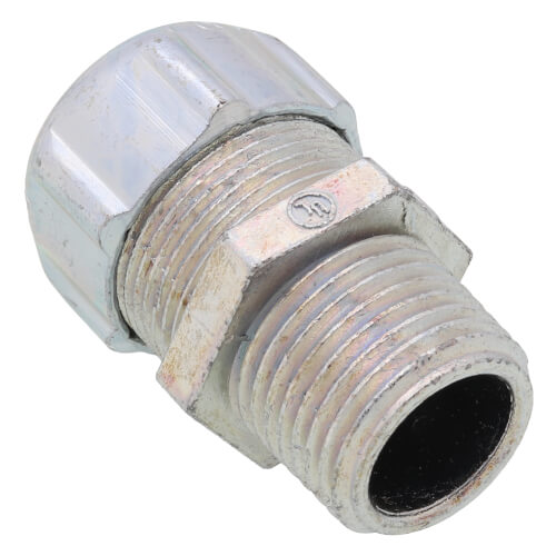 Main product image of 1/2" MNPT Steel Ranger Liquid Tight Cord Straight Connector, .125" to .375" Cord Dia. Range