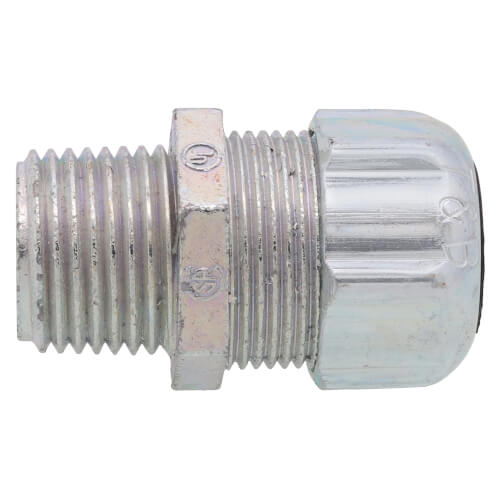 Main product image of 1/2" MNPT Steel Ranger Liquid Tight Cord Straight Connector, .125" to .375" Cord Dia. Range