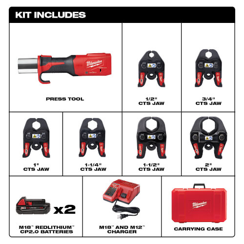 Milwaukee 292222 M18 Force Logic Copper Press Tool Kit