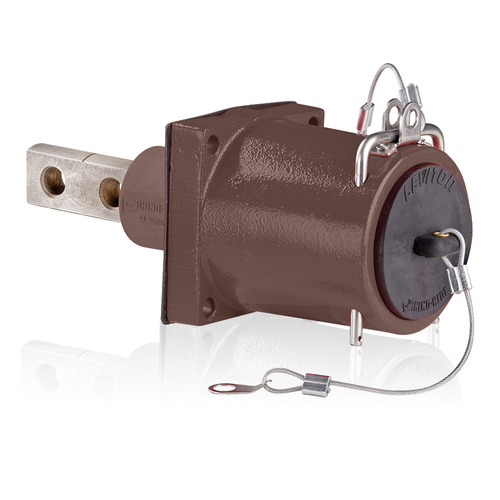 Main product image of Rhino-Hide Single Pole Male Receptacle Double Hole Bus Bar, 313MCM-777MCM Cable, 1000V 1135A Max (Brown)