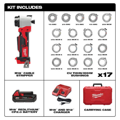 Main product image of M18 Cable Stripper Kit with 17 Cu THHN / XHHW Bushings