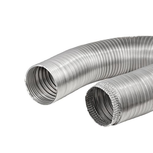 Main product image of 6" x 8' Double Lock Aluminum Flexible Semi-Rigid Duct, One Crimped End