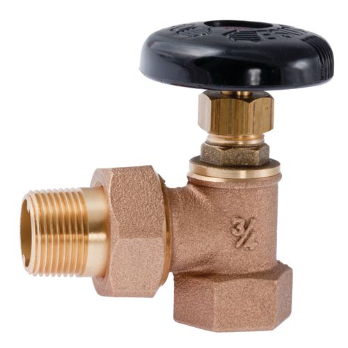 Main product image of 1/2" (FIP x Male Union) Hot Water Angle Radiator Valve, HWA-TXTMU