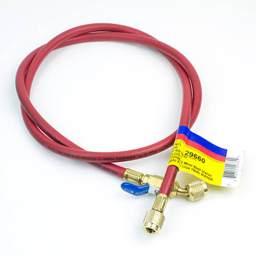 Main product image of PLUS II 1/4" Red Charging Hose w/ Compact Ball Valve (60" Length)
