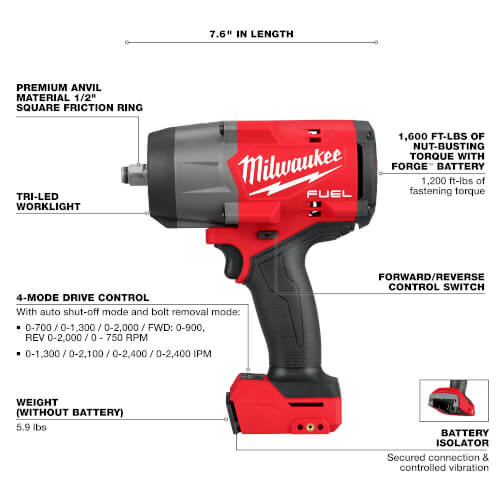 Main product image of M18 Fuel 1/2" High-Torque Impact Wrench w/ Friction Ring (Bare Tool Only)