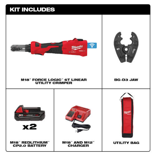 Main product image of M18 FORCE LOGIC 6T Linear Utility Crimper Kit w/ BG-D3 Jaw