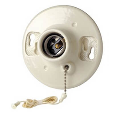 Main product image of Medium Base Incandescent Lampholder, 6" Pigtail Leads - White