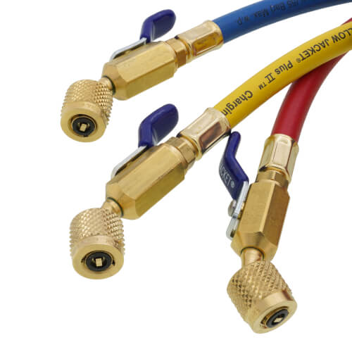 Yellow Jacket 29986 PLUS II 72" Charging Hose Set – 3-Pack RYB With Ball Valve Ends – USA Made