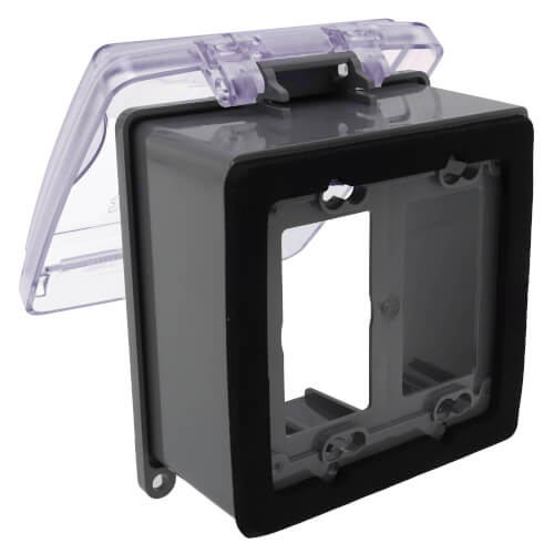 Main product image of 2-Gang Universal While-in-Use Extra Duty Weatherproof Cover, Clear Hood, Non-Metallic