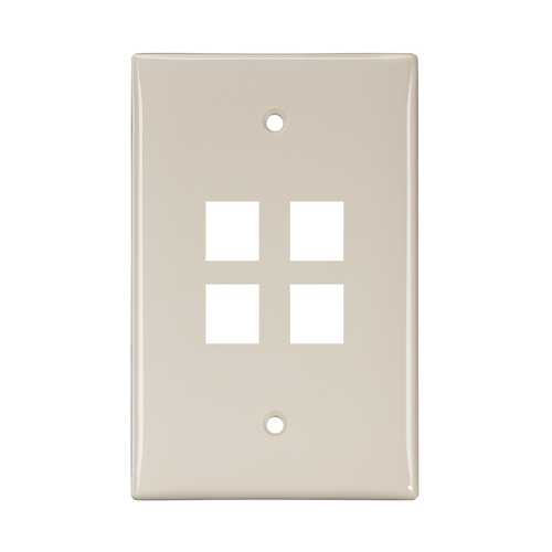Main product image of Midsize Single-Gang Quickport, Wallplate, 4-port (Light Almond)