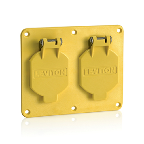 Main product image of 2, 1.56" Dia Single Receptacle Coverplate w/ Weather-resistant Flip Lid Yellow