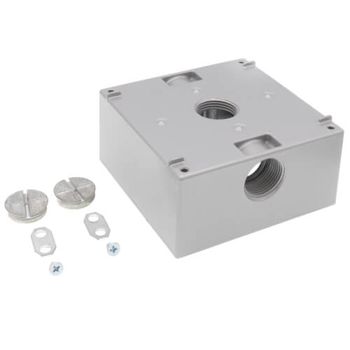 2-Gang, 3/4", 3 Holes Raintight Device Box (Silver)