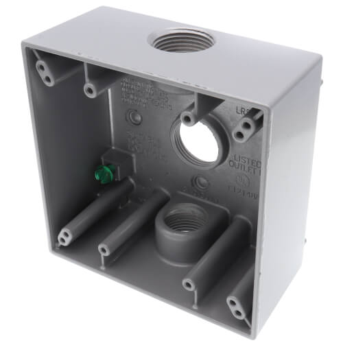 2-Gang, 3/4", 3 Holes Raintight Device Box (Silver)
