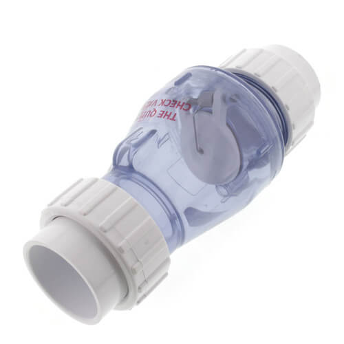 2" PVC "Quiet Check" Solvent Weld w/ Union Check Valve (Clear Valve Body)