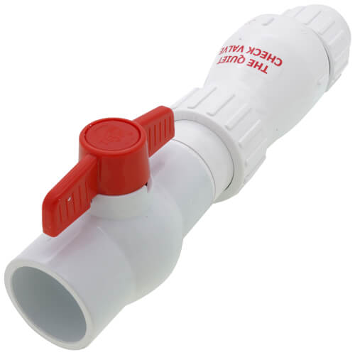 Main product image of 1-1/2" PVC "Quiet Check" Solvent Weld w/ Quarter Turn Ball Valve (White Valve Body)