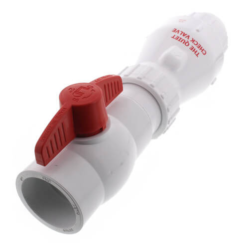 2" PVC "Quiet Check" Solvent Weld w/ Quarter Turn Ball Valve (White Valve Body)