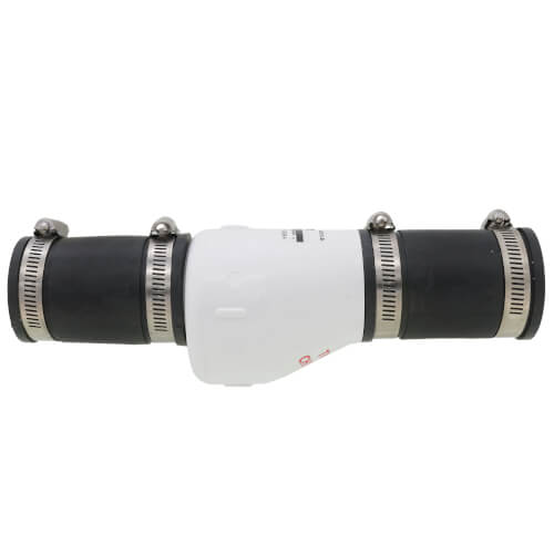 Main product image of 1-1/2" PVC "Quiet Check" Solvent Weld w/ Hose Clamp (White Valve Body)