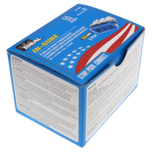 Main product image of In-Sure Push-In Wire Connectors - 3 Ports, Blue (Box of 50)