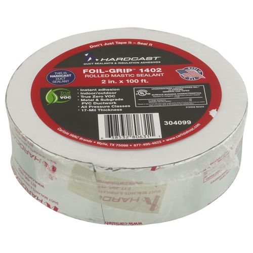 Main product image of Foil-Grip 1402 Silver Printed Pressure-Sensitive General-Purpose Rolled Mastic Sealant Tape (2" x 100'), 304099