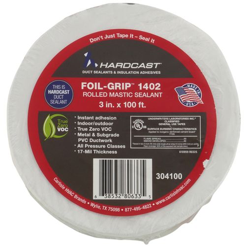 Main product image of Foil-Grip 1402 Silver Printed Pressure-Sensitive General-Purpose Rolled Mastic Sealant Tape (3" x 100'), 304100