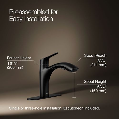 Main product image of Rival 1-Handle Pull Out Kitchen Faucet (Matte Black), K-30468-BL