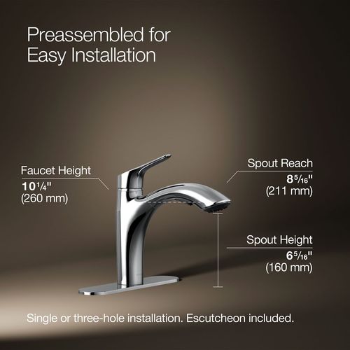 Main product image of Rival 1-Handle Pull Out Kitchen Faucet (Polished Chrome), K-30468-CP