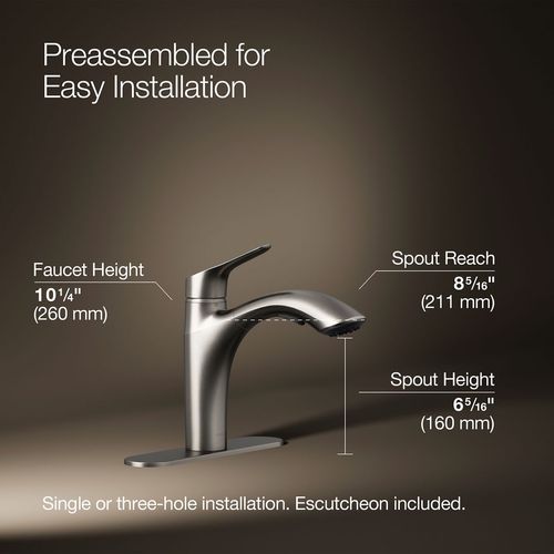 Main product image of Rival 1-Handle Pull Out Kitchen Faucet (Stainless Steel), K-30468-VS
