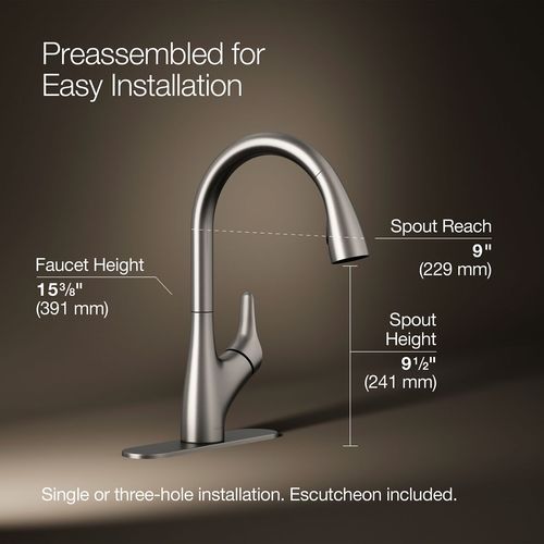 Main product image of Rival 1-Handle Pull Down Kitchen Faucet (Stainless Steel), K-30469-VS